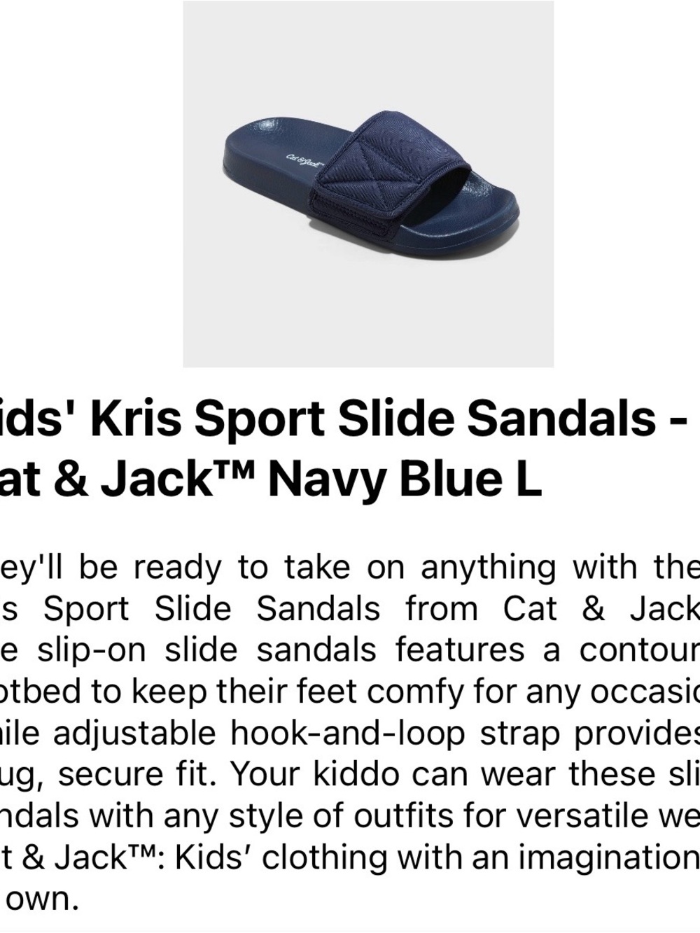 Cat & Jack Navy Slide Sandals for Kids - Picture 6 of 6